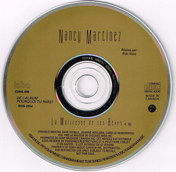 Nancy Martinez – La Maîtresse De Tes Rêves (1993, CD) - Discogs