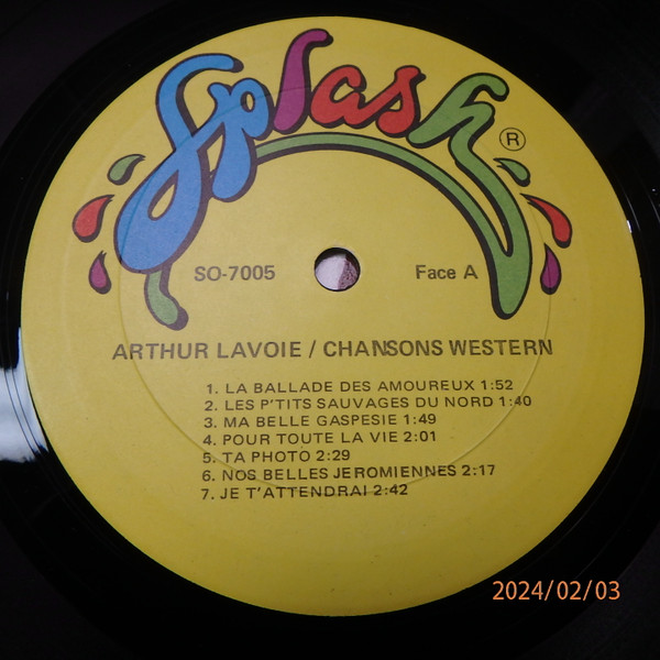 Arthur Lavoie - Chansons Western | Splash Records (SO 7005) - 3