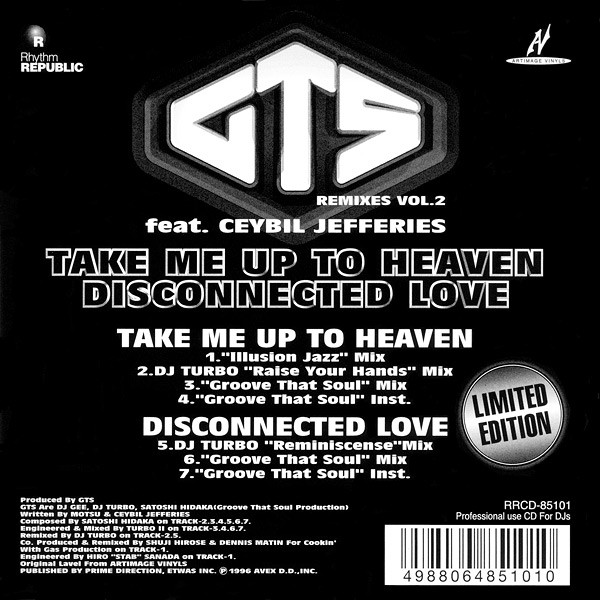 Sinis Doven nordøst GTS Feat. Ceybil Jefferies – Take Me Up To Heaven / Disconnected Love  (Remixes Vol. 2) (1996, CD) - Discogs