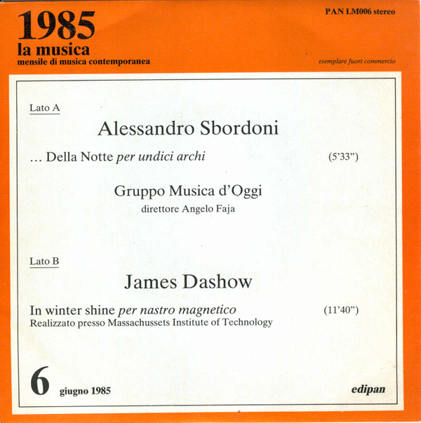 last ned album Alessandro Sbordoni, James Dashow - Alessandro Sbordoni James Dashow