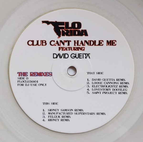 Flo Rida Featuring David Guetta – Club Can't Handle Me - The Remixes (2011,  Transparent/Yellow Marbled, Vinyl) - Discogs