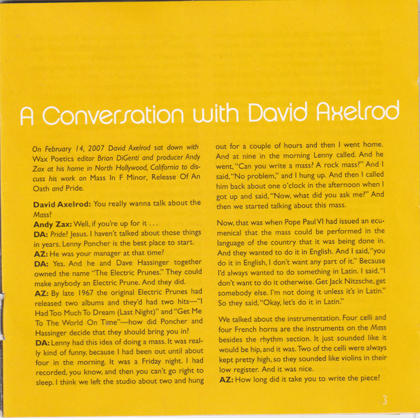 télécharger l'album David Axelrod - The WarnerReprise Sessions The Electric Prunes Pride