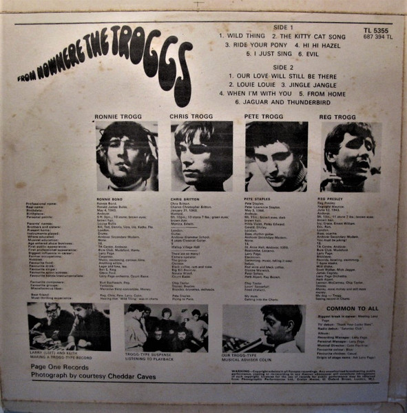 The Troggs – From Nowhere (1966, Vinyl) - Discogs