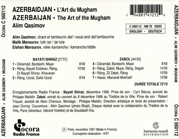 Album herunterladen Alim Qasimov - Azerbaidjan LArt Du Mugham