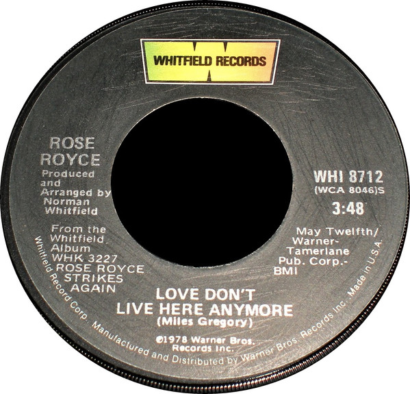 Soul 45 Whitfield Records - Love Don'T Live Here Anymore