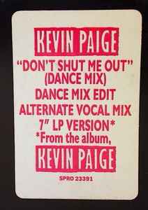 Kevin Paige – Don't Shut Me Out (1989, Vinyl) - Discogs