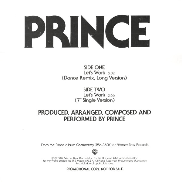 Prince – Let's Work (1982, ARC Pressing, Vinyl) - Discogs