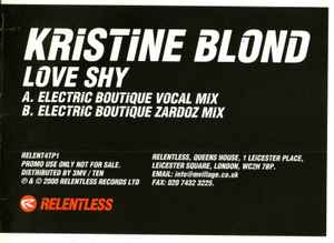 Portada de album Kristine Blond - Love Shy (Electrique Boutique Mixes)