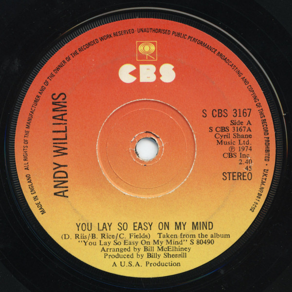 Andy Williams You Lay So Easy On My Mind (1974, Vinyl) Discogs