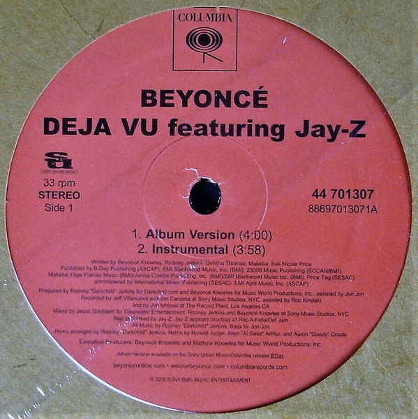Beyoncé featuring Jay-Z – Deja Vu (Dance Mixes) (2006, Vinyl ...