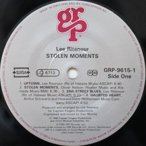 Lee Ritenour - Stolen Moments | GRP (GRP-9615-1) - 3