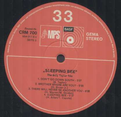 Billy Taylor Trio – Sleeping Bee (1969, Vinyl) - Discogs