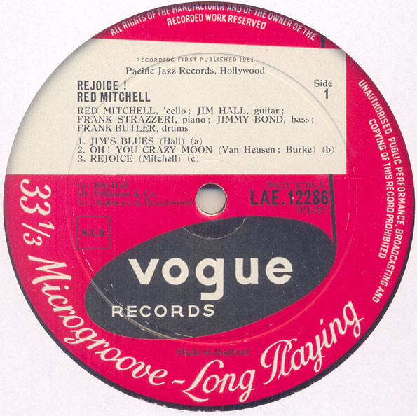 Red Mitchell – Rejoice! (1962, Vinyl) - Discogs