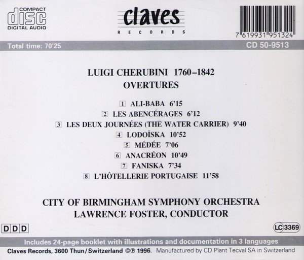 last ned album Luigi Cherubini, City Of Birmingham Symphony Orchestra, Lawrence Foster - Overtures