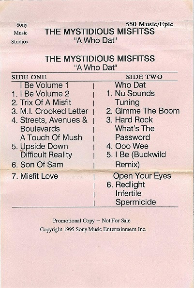 Mystidious Misfitss – A Who Dat (1995, Cassette) - Discogs