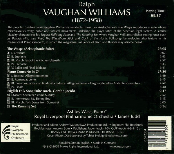 baixar álbum Vaughan Williams, James Judd, Ashley Wass, Royal Liverpool Philharmonic Orchestra - Piano Concerto The Wasps English Folksong Suite The Running Set