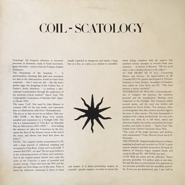Coil – Scatology (1985, Second edition, Vinyl) - Discogs