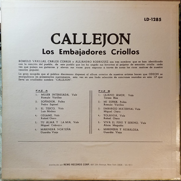 Album herunterladen Los Embajadores Criollos - Callejón