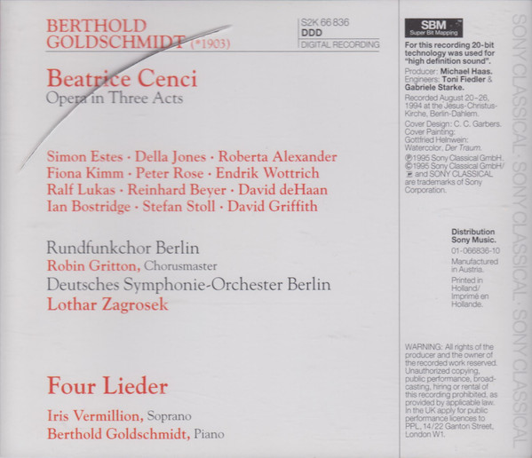 lataa albumi Berthold Goldschmidt Estes Jones Alexander Rundfunkchor Berlin Deutsches SymphonieOrchester Berlin Lothar Zagrosek - Beatrice Cenci