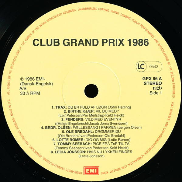 ladda ner album various - Club Grand Prix 1986 6 Ekstra Hits