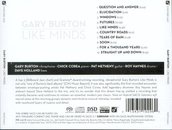 Gary Burton Chick Corea Pat Metheny Roy Haynes Dave Holland