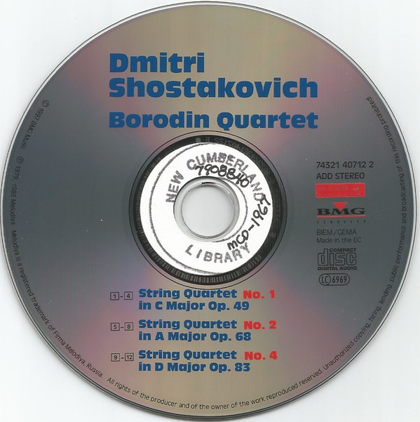 ladda ner album Dmitri Shostakovich Borodin Quartet - String Quartets Nos 1 2 4