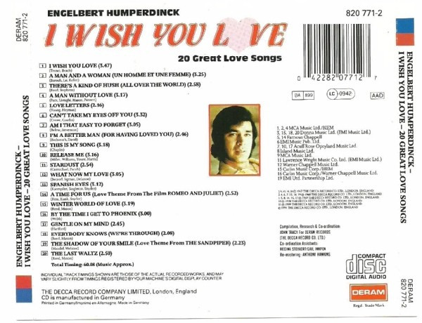 ladda ner album Engelbert Humperdinck - I Wish You Love 20 Great Love Songs