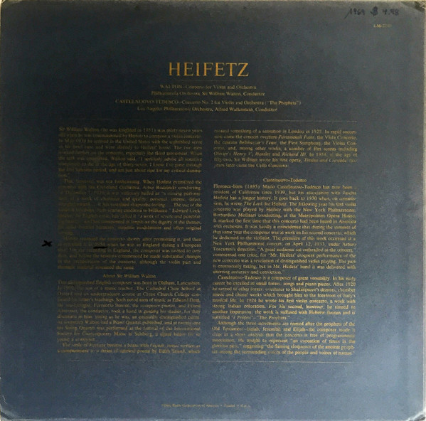 descargar álbum Jascha Heifetz, Walton, CastelnuovoTedesco - Violin Concertos