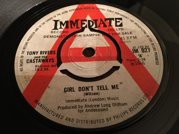 baixar álbum Tony Rivers And The Castaways - Girl Dont Tell Me