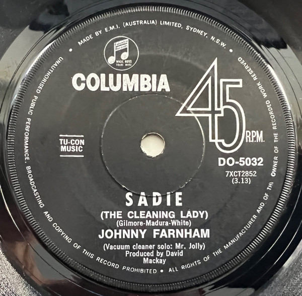 Johnny Farnham – Sadie (The Cleaning Lady) (1967, Black labels