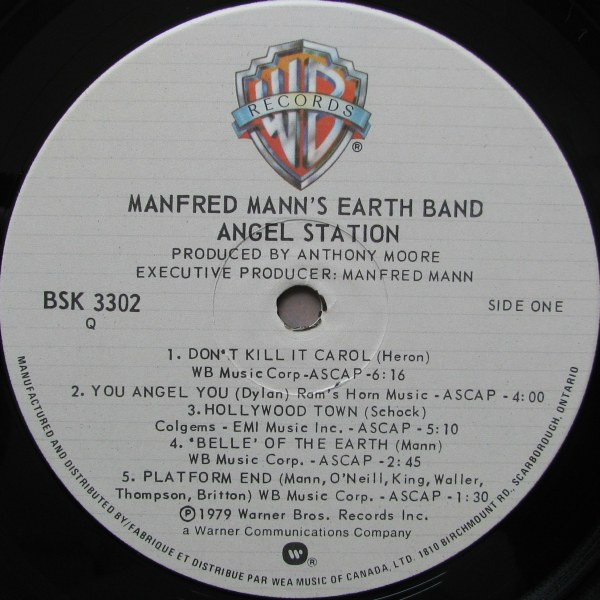 Manfred Mann's Earth Band - Angel Station | Warner Bros. Records (BSK 3302) - 3