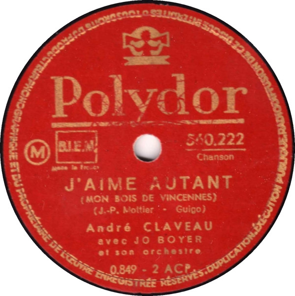 baixar álbum André Claveau Avec Jo Boyer Et Son Orchestre - JAime Autant Mon Bois De Vincennes La Chanson De Paris