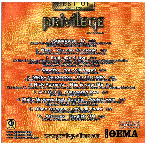 descargar álbum Various - Best Of Privilege Volume Five Party Restaurant