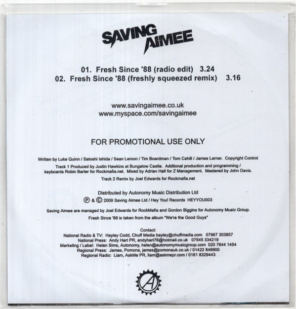 ladda ner album Saving Aimee - Fresh Since 88