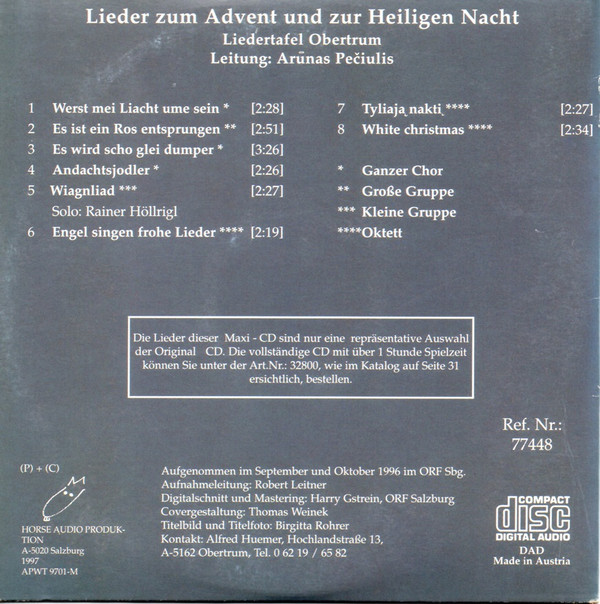 baixar álbum Liedertafel Obertrum - Lieder Zum Advent Und Zur Heiligen Nacht