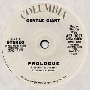 Gentle Giant - Prologue / Working All Day / Three Friends, Releases