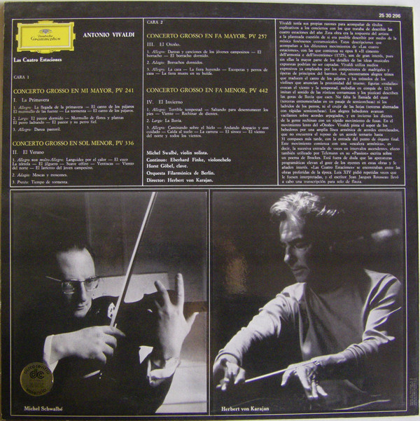 descargar álbum Antonio Vivaldi Michel Schwalbe Orquesta Filarmonica De Berlin Herbert von Karajan - Las Cuatro Estaciones