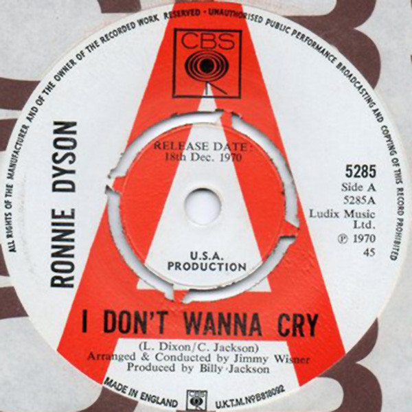 Ronnie Dyson – I Don't Wanna Cry / She's Gone (1970, Vinyl) - Discogs