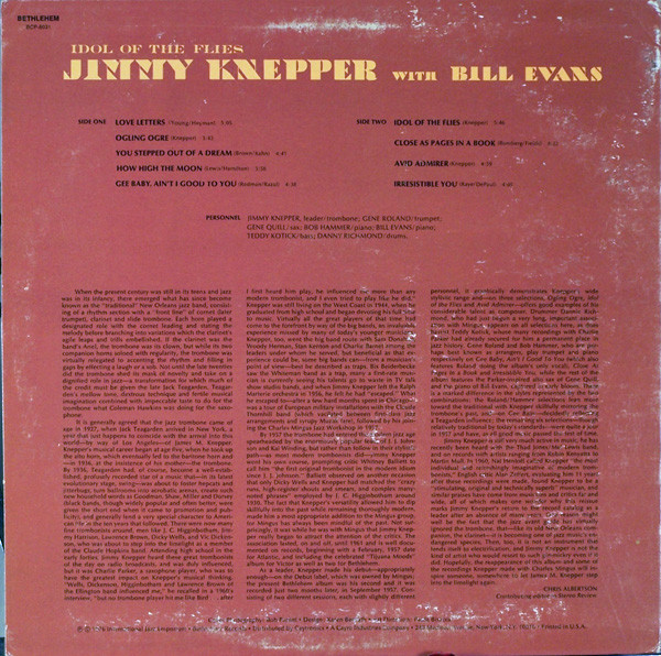 Album herunterladen Jimmy Knepper With Bill Evans - Idol Of The Flies