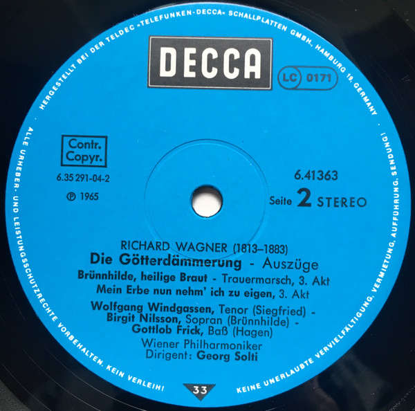descargar álbum Richard Wagner, Gottlob Frick, Dietrich FischerDieskau, Birgit Nilsson, Wolfgang Windgassen, Wiener Philharmoniker, Georg Solti - Die Götterdämmerung Auszüge