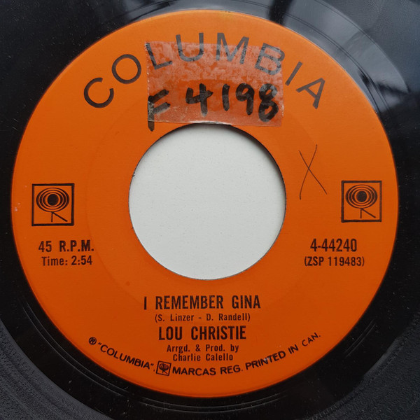 ladda ner album Lou Christie - I Remember Gina Escape