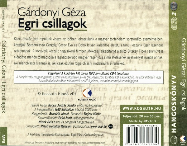 last ned album Gárdonyi Géza - Egri Csillagok Hangoskönyv
