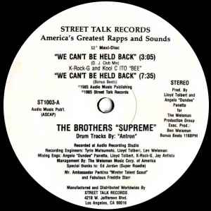 We Can't Be Held Back - The Brothers "Supreme"