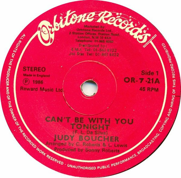 CAN'T BE WITH YOU TONIGHT - JUDY BOUCHER, Karaoke Version #singingsta