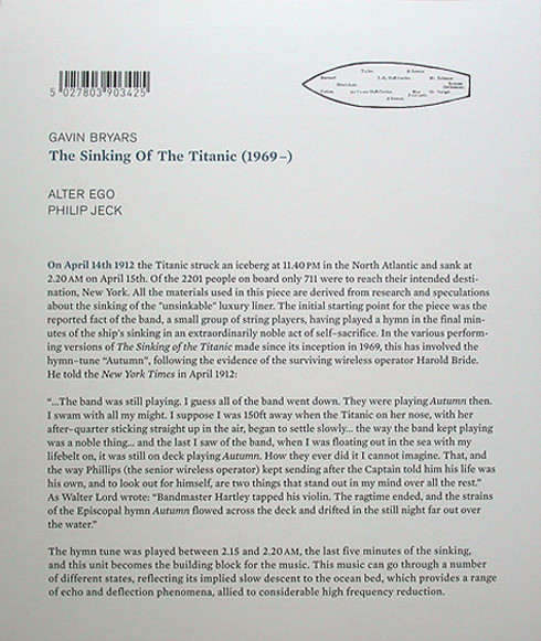 Gavin Bryars / Alter Ego, Philip Jeck – The Sinking Of The Titanic