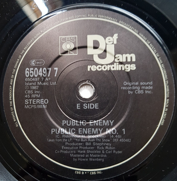 Public Enemy – Public Enemy No. 1 (1987, Vinyl) - Discogs