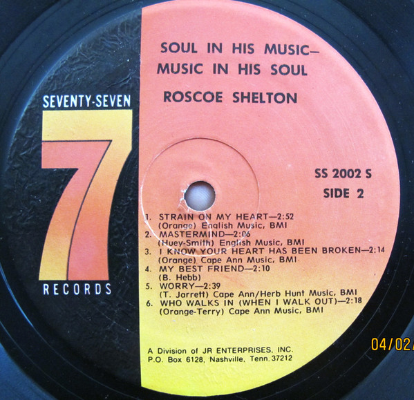 Roscoe Shelton – Soul In His Music, Music In His Soul (1966, Vinyl 
