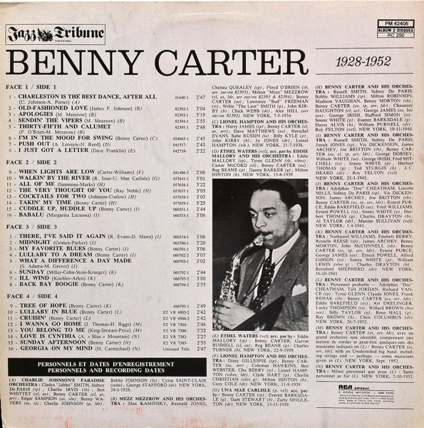 Benny Carter – Benny Carter (1928-1952) (1979, Vinyl) - Discogs
