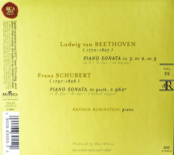baixar álbum Beethoven Schubert, Arthur Rubinstein - Piano Sonata Op2 No3 Piano Sonata In B Flat D960