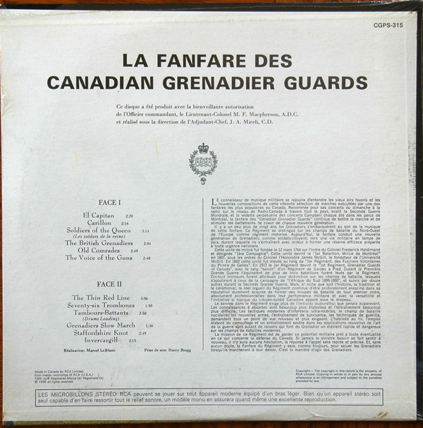 baixar álbum La Fanfare Des Canadian Grenadier Guards - Marches Militaires